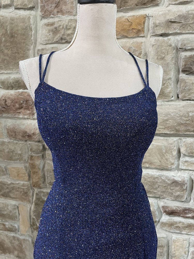 Fiesta Fashion Royal Blue Sparkle Lace up Back Dress, Size