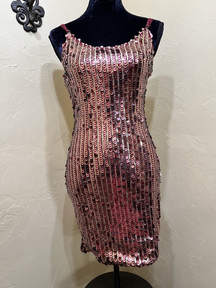 Bear Dance Burgundy Sequin Bodycon Dress