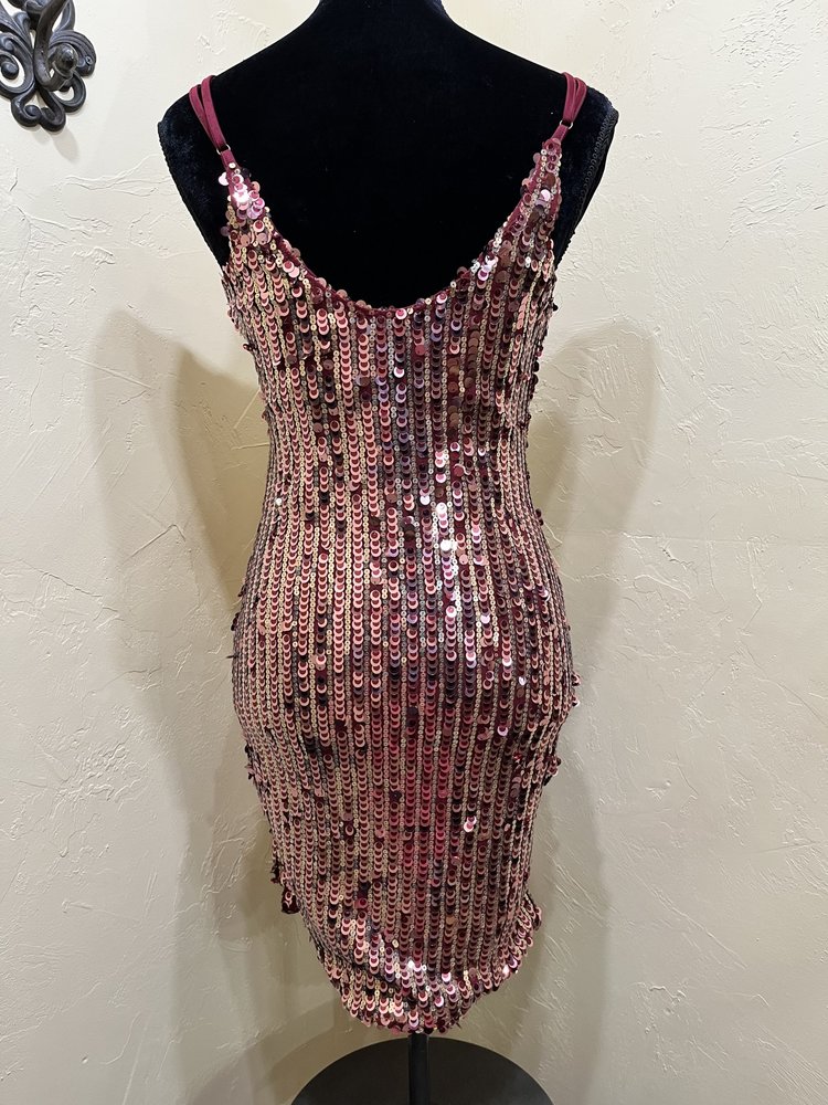 Bear Dance Burgundy Sequin Bodycon Dress