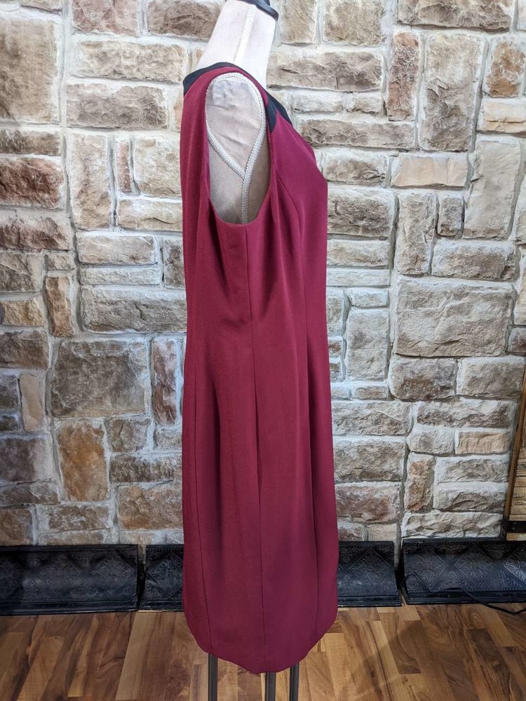 Kasper Sangria with Black Trim Shift Dress, Size 16