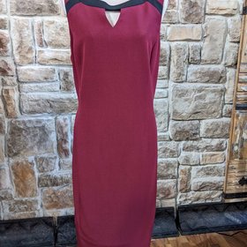 Kasper Sangria with Black Trim Shift Dress, Size 16