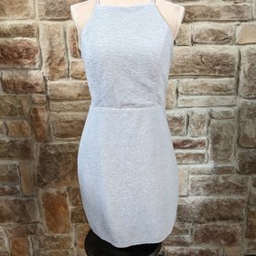 City Studio Light Blue with Gold Sparkle Halter Dress, Size