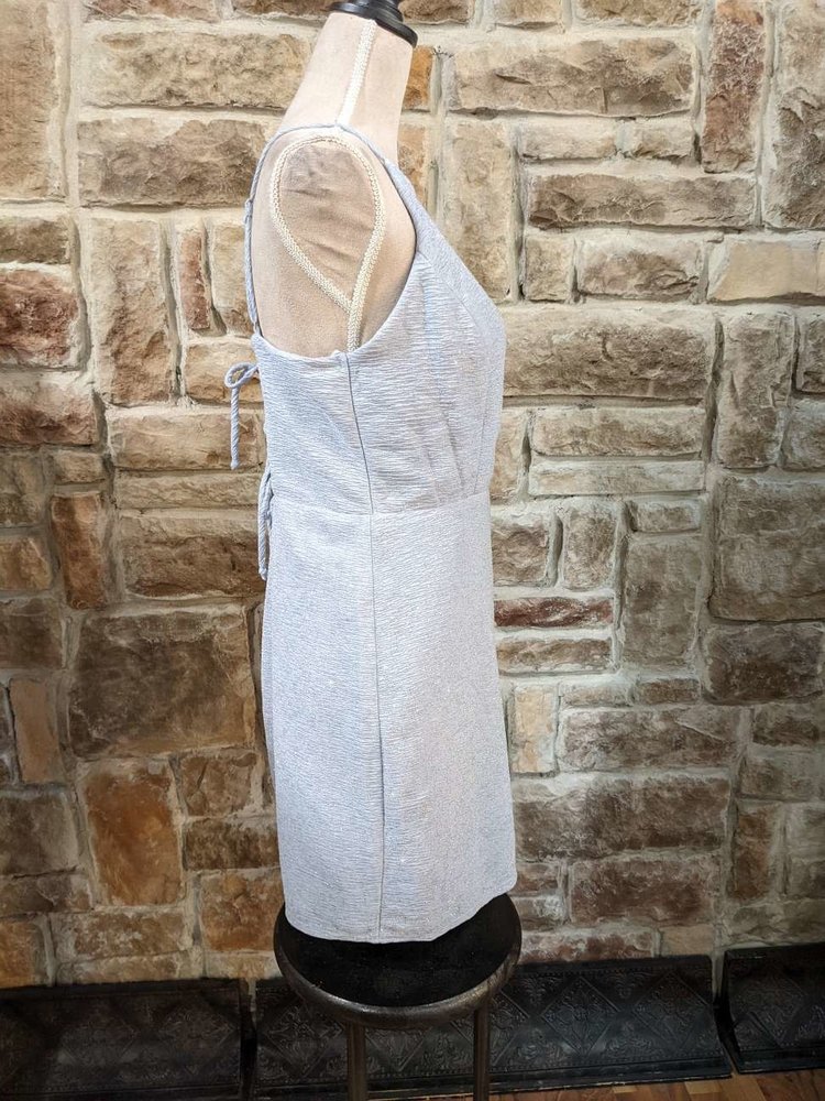 City Studio Light Blue with Gold Sparkle Halter Dress, Size