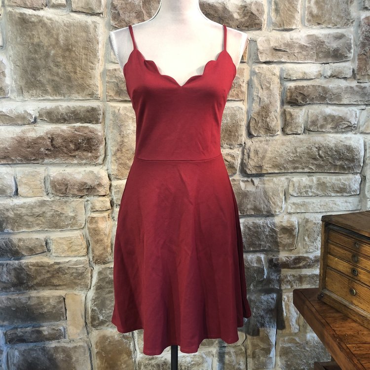 Rosie Harlow Red Scalloped Fit and Flare Dress