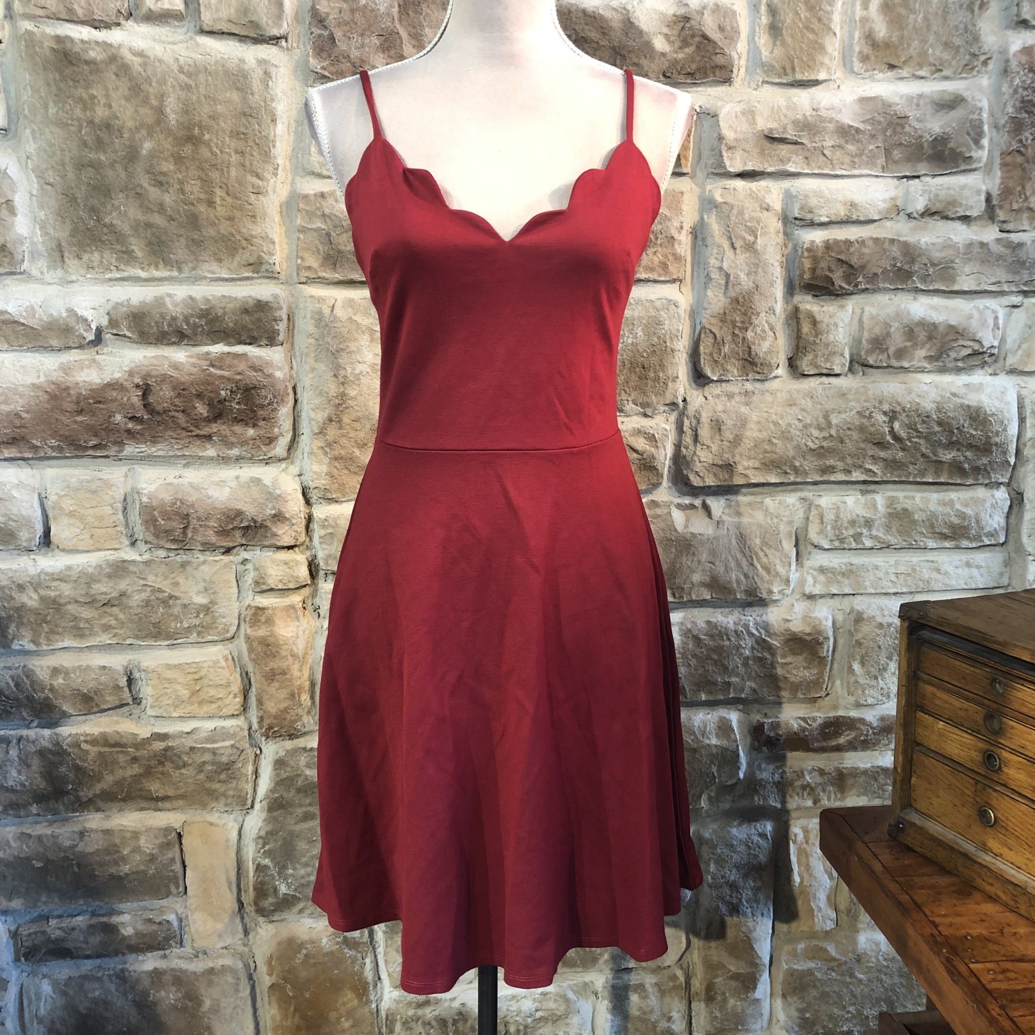 Rosie Harlow Red Scalloped Fit and Flare Dress - Elements Unleashed Rosie Harlow Red Scalloped Fit and Flare Dress - Elements Unleashed