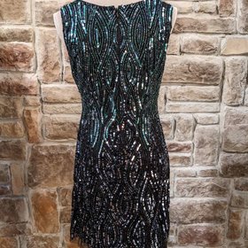 Aidan Mattox Forest Black Beaded Sleeveless Cocktail Dress