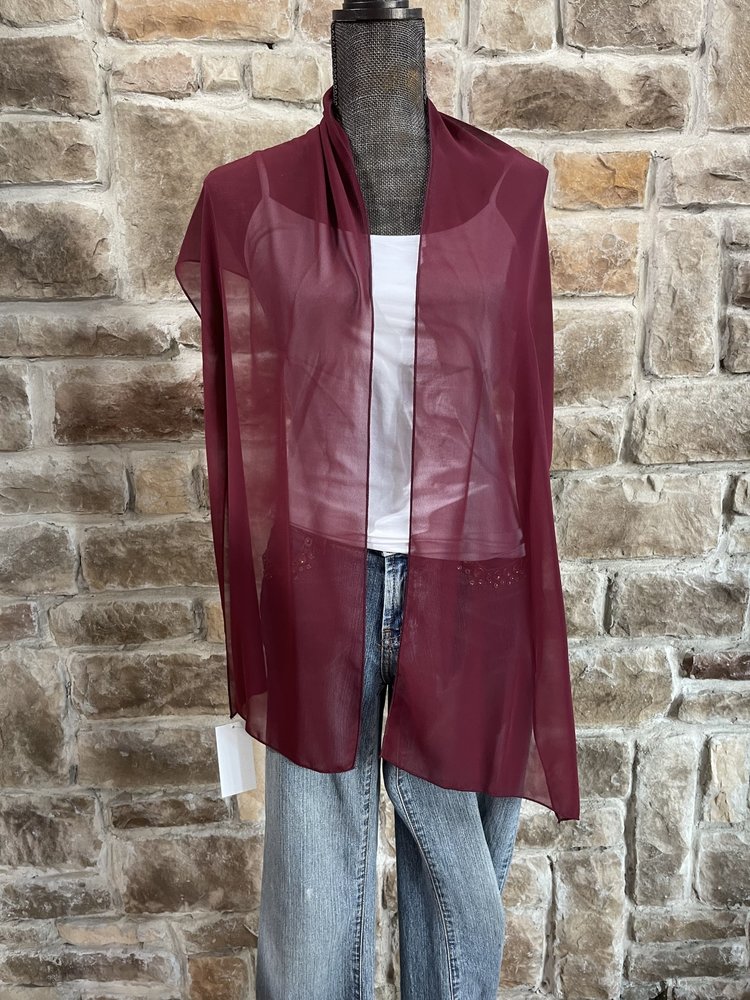 Fiesta Fashion Burgundy Wrap/Scarf 13"x71"