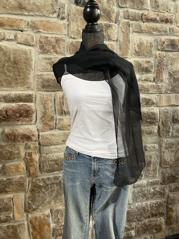 Fiesta Fashion Black Wrap/Scarf 13"x 71"