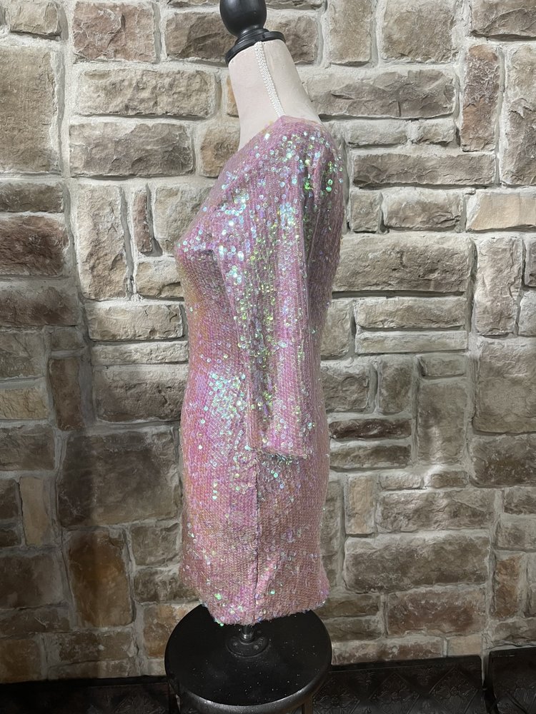 Arden B Lavender Sequin Long Sleeve Bodycon Dress, Size M