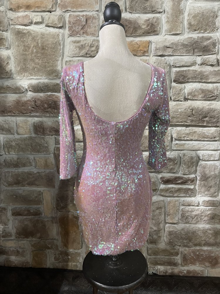 Arden B Lavender Sequin Long Sleeve Bodycon Dress, Size M
