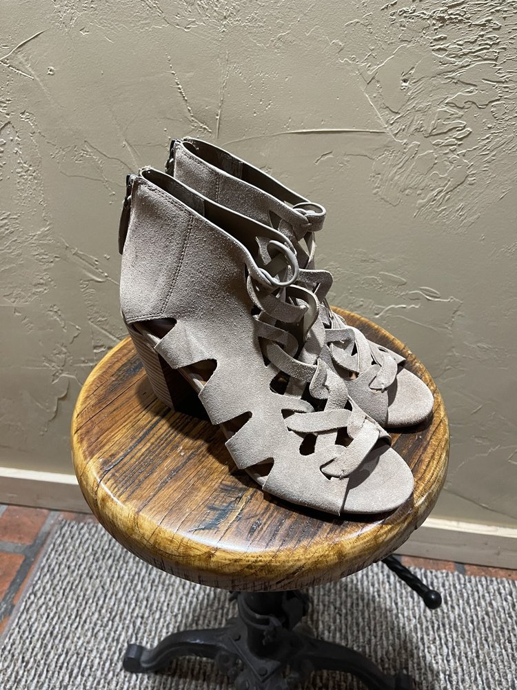 Zodiac Taupe Faux Suede Camila Sandal, Size 10