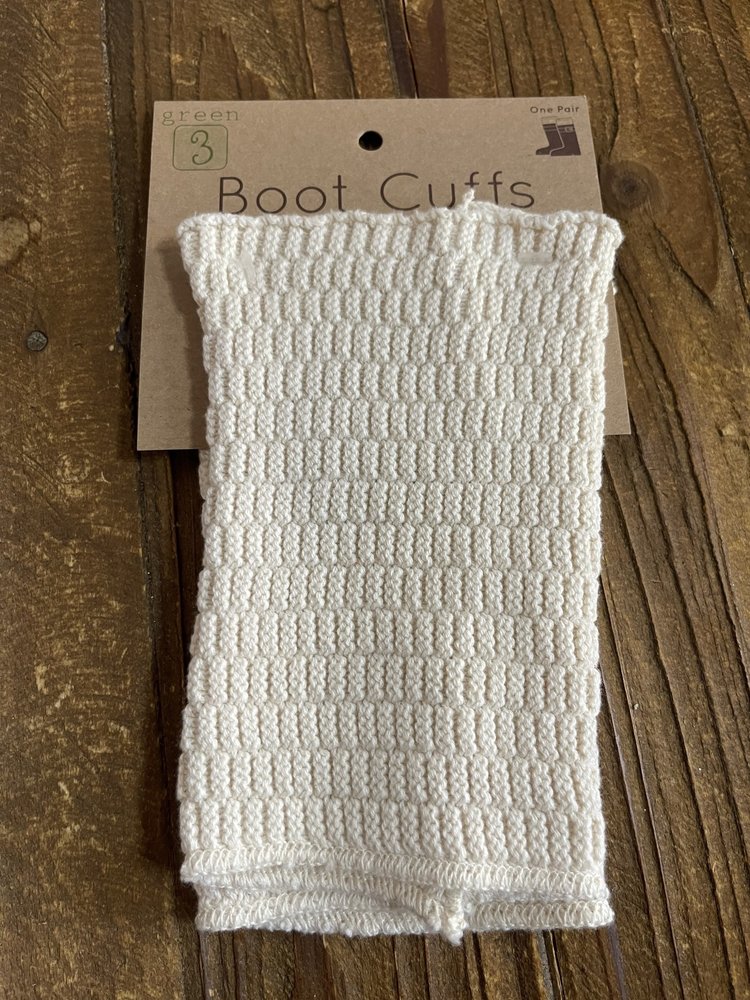 Green 3 Beige Knit Boot Cuffs, O/S