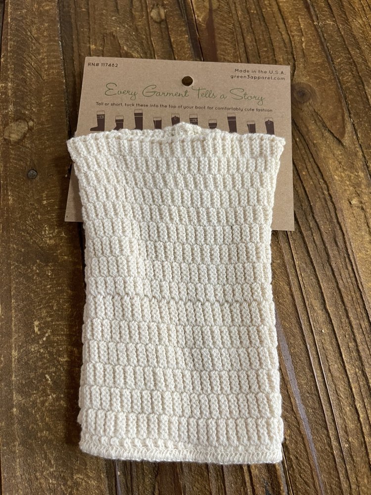 Green 3 Beige Knit Boot Cuffs, O/S