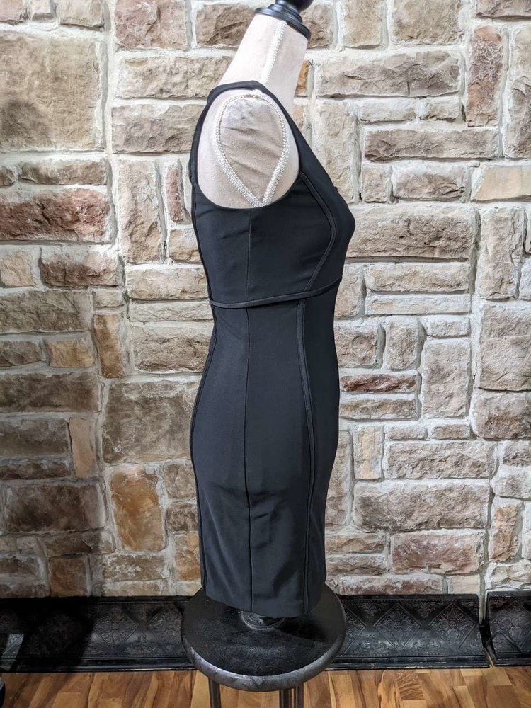 Guess Black Bodycon Dress with Gold Chain, Size 0