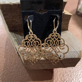 Gold  Swirl Diamond Drop Earrings