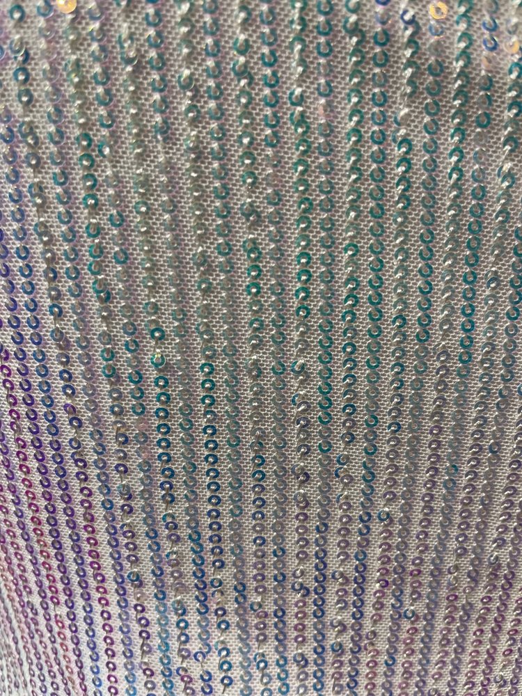 Bear Dance White Iridescent Mini Sequin Dress