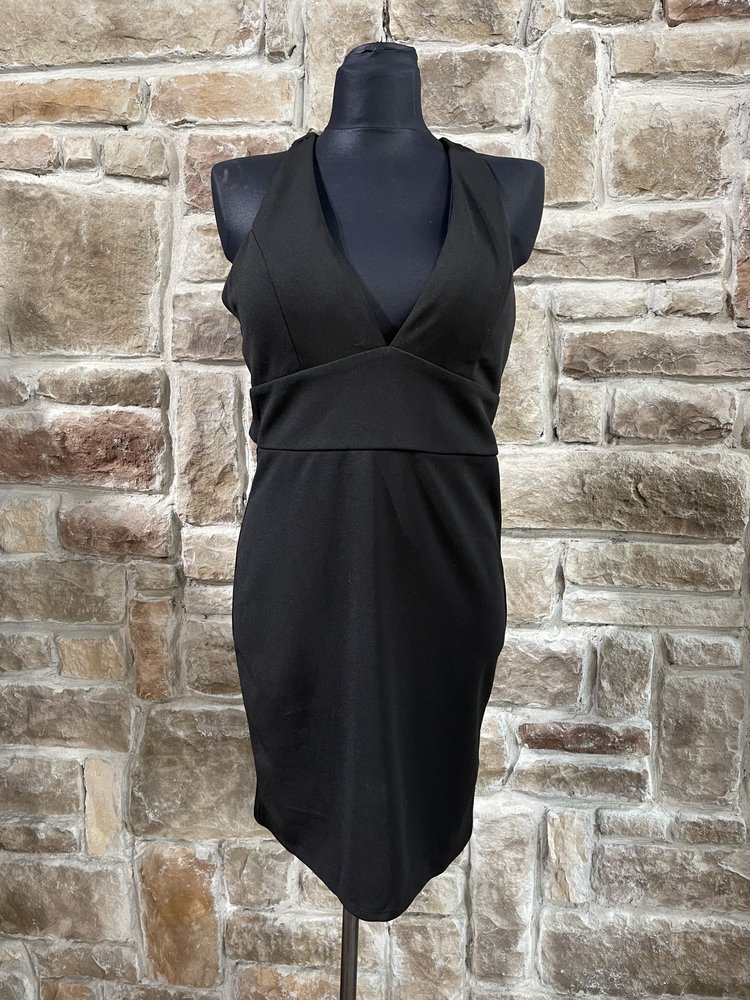 Trixxi Black Halter Bodycon with Open Back