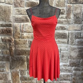 B Darlin Red A-Line Dress with Gemstones and Strappy Back, Size 3/4