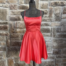 City Studio Coral Satiny Fit & Flare with Strappy Back