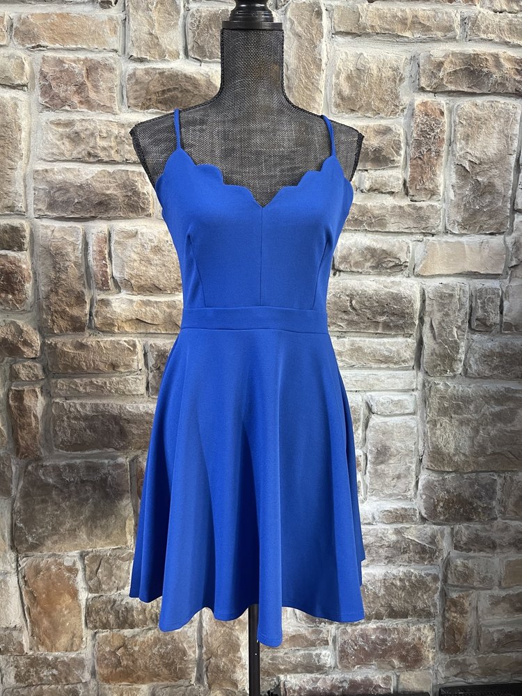 B Darlin Royal Blue Scalloped Fit and Flare