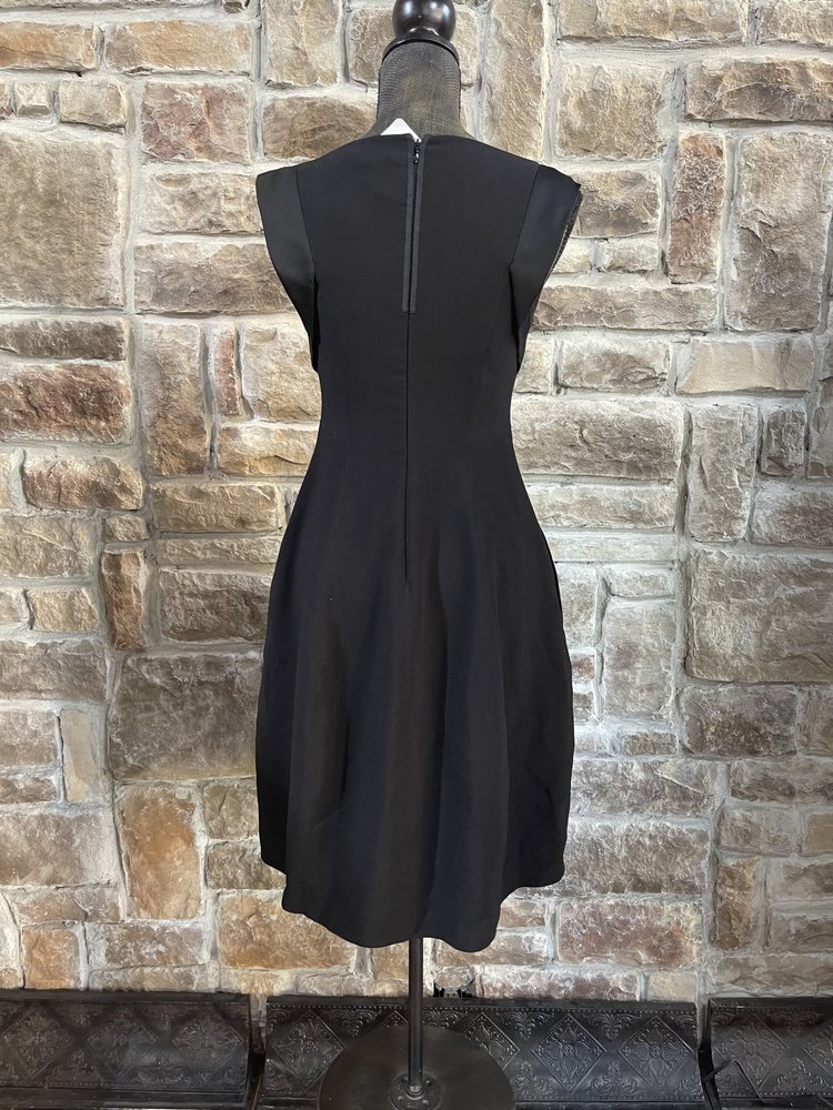 Halston Black A-Line V-Neck Dress with Pockets, Size 4