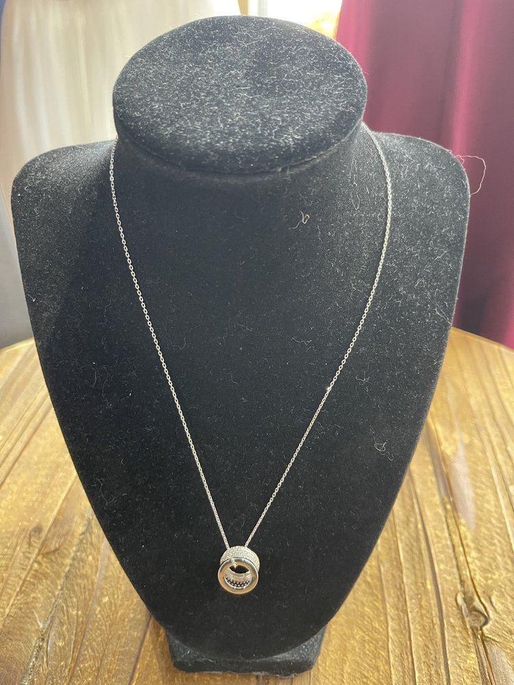 Sterling Silver Cubic Zirconia Ring Necklace