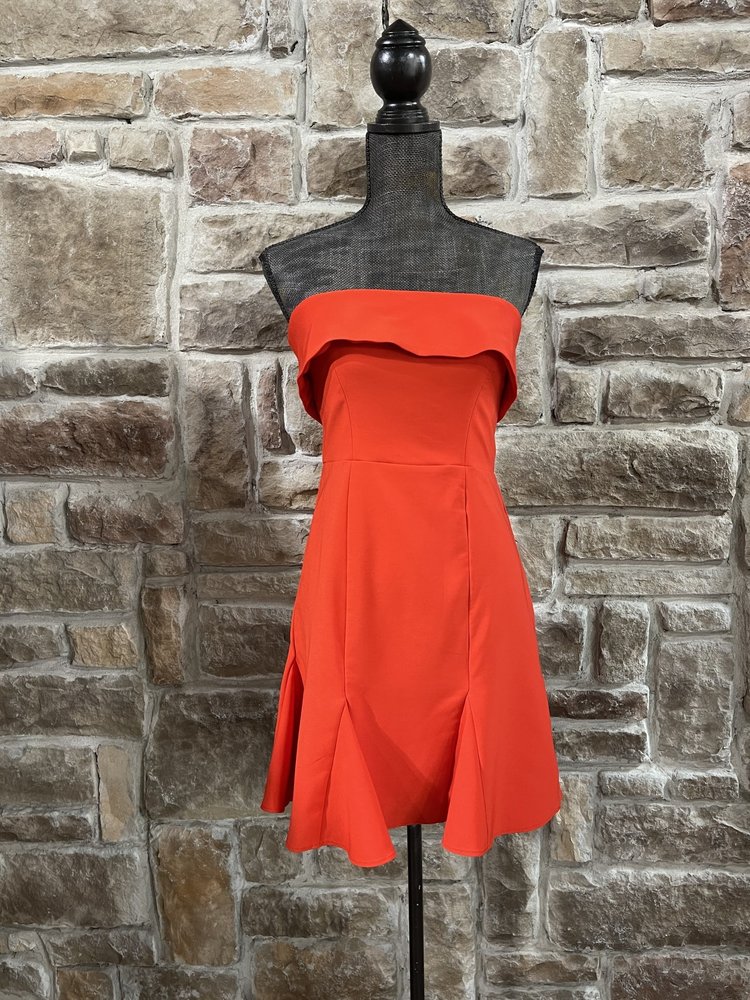 Teeze Me Red Strapless A-Line with Pleated Skirt, Size 7/8