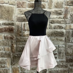 Betsy & Adam Black with Blush Double Ruffle Skirt, Size 6