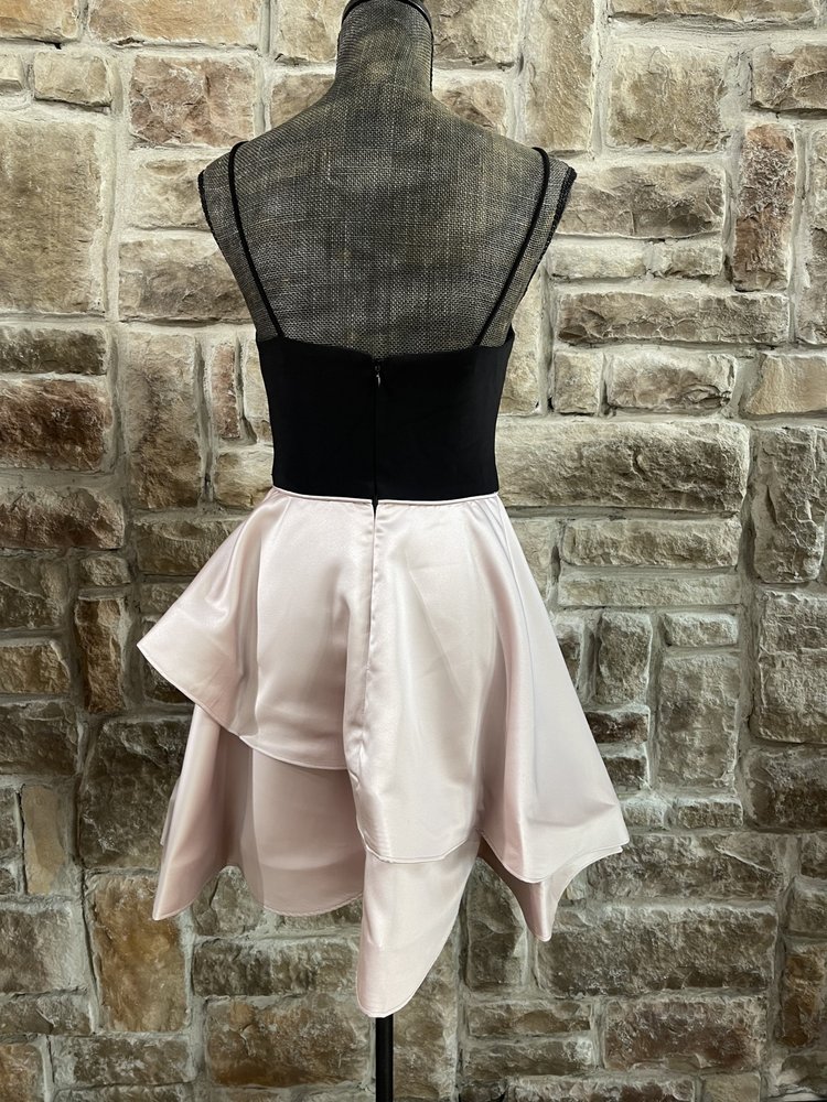 Betsy & Adam Black with Blush Double Ruffle Skirt, Size 6
