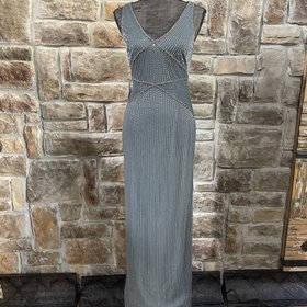 Adrianna Papell Green Granite Gown with Silver Beading, Size 2