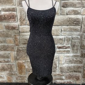 Fiesta Fashion Black Sparkle Lace Up Back Dress