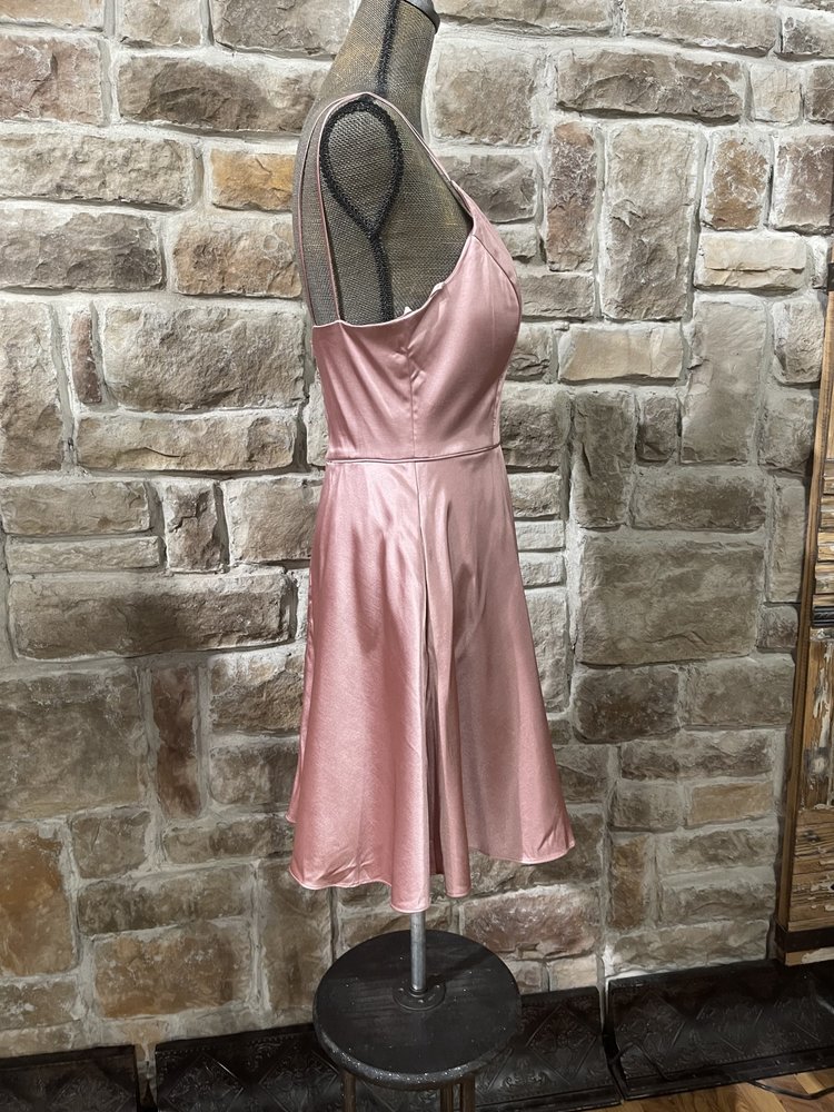 Sequin Hearts Dusty Rose Pink Satiny A-Line Dress, Size 11/12