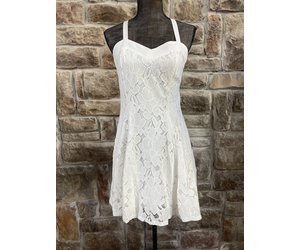 Trixxi White Floral Lace Dress with Cross-Strap Back, Size M Trixxi White Floral Lace Dress with Cross-Strap Back, Size M