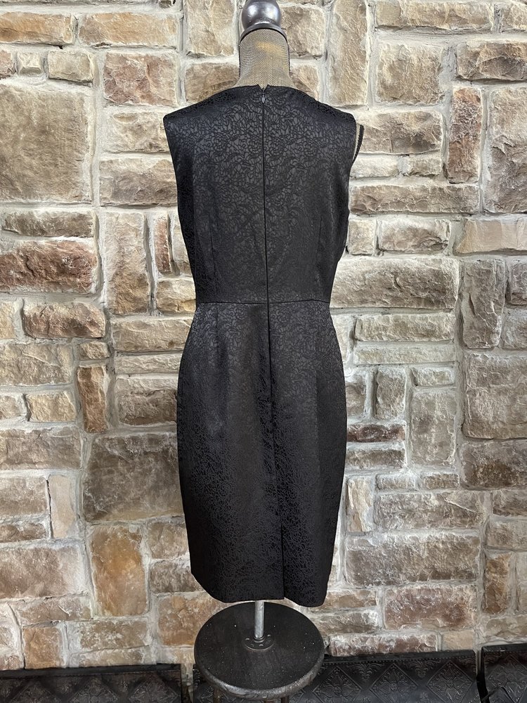 Preston  & York Black Textured Sheath with Embellished Neckline, Size 8