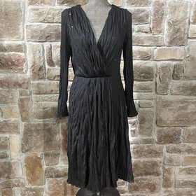 Adrianna Papell Black Crinkle Dress with Sequins, Size 8