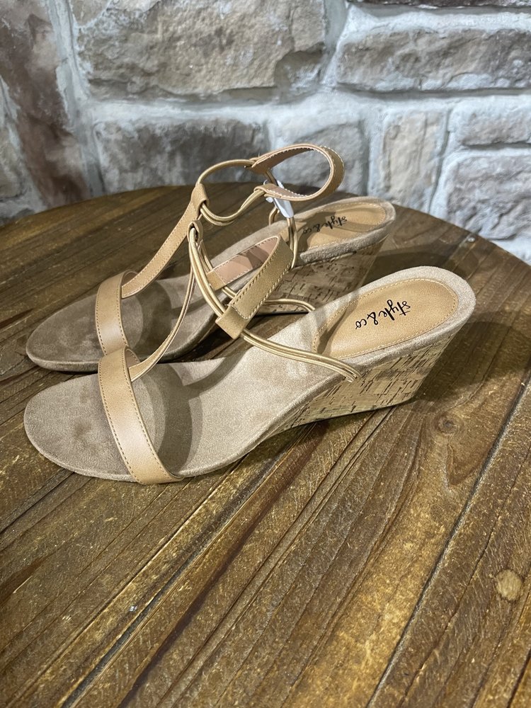 Style & Co Tan T-Strap Wedge Sandals, Size 11