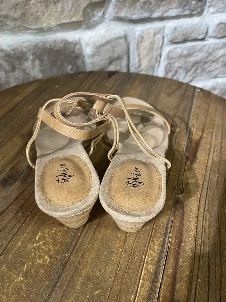Style & Co Tan T-Strap Wedge Sandals, Size 11