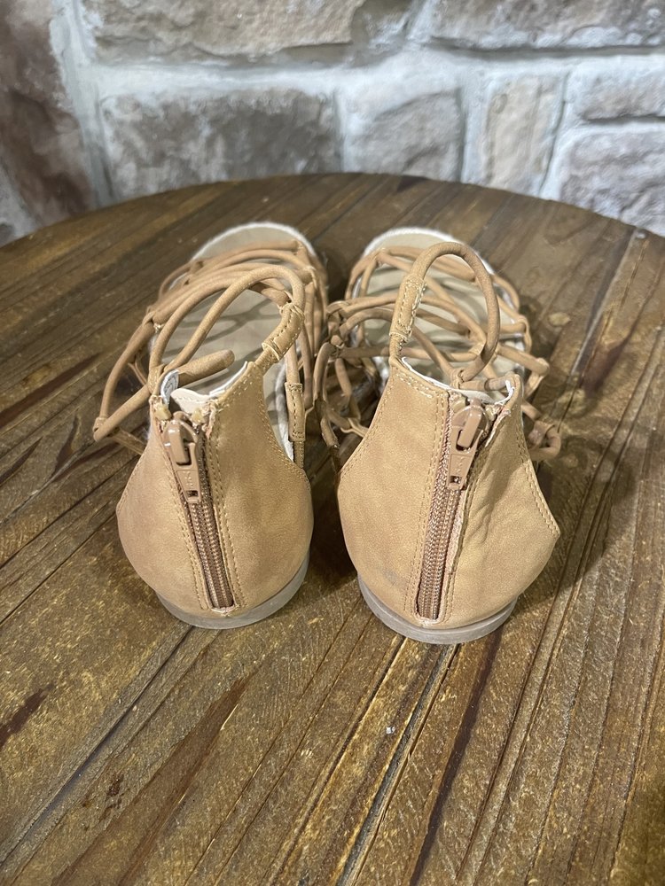 Sun + Stone Tan Gladiator Flats, Size 11