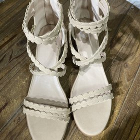 Journee Tan Scalloped Strap Sandals, Size 11