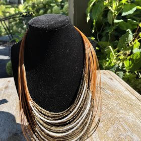 Copper with White Multi Strand Statement Necklace