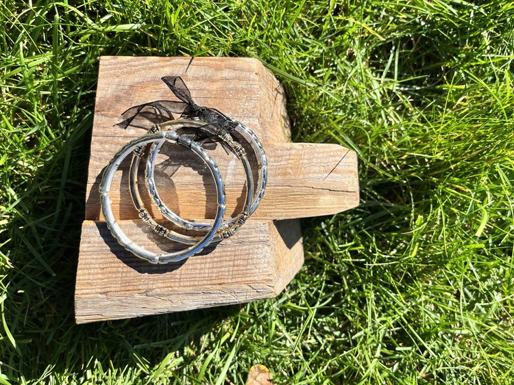 Silver and Gold Set of Three Bendable Bangles