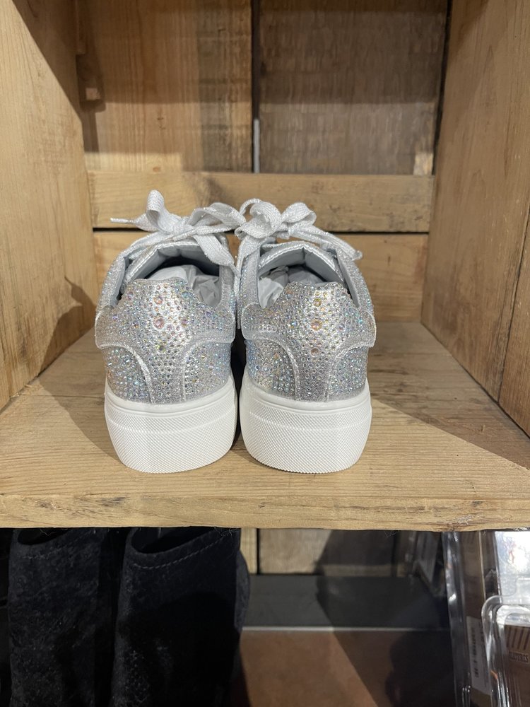 La Sheelah Silver AB Sparkle Tennis Shoes with Laces