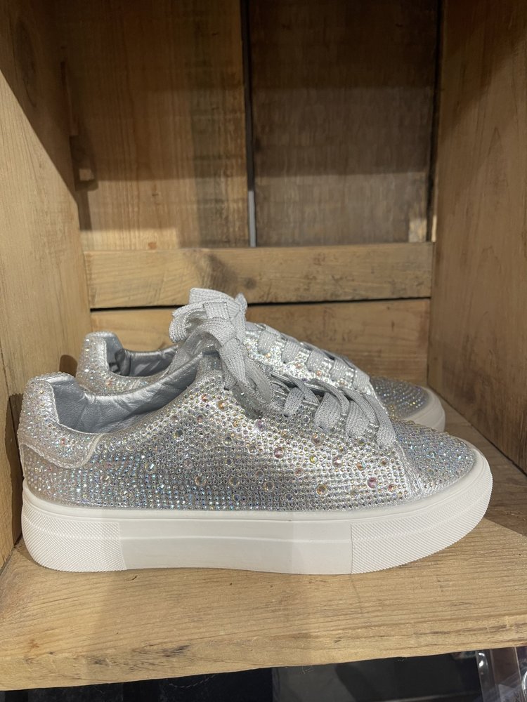 La Sheelah Silver AB Sparkle Tennis Shoes with Laces