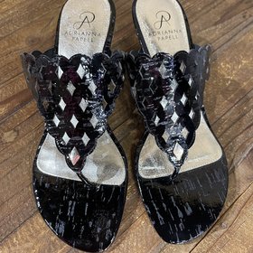 Adrianna Papell Black Slip On Wedge Sandal