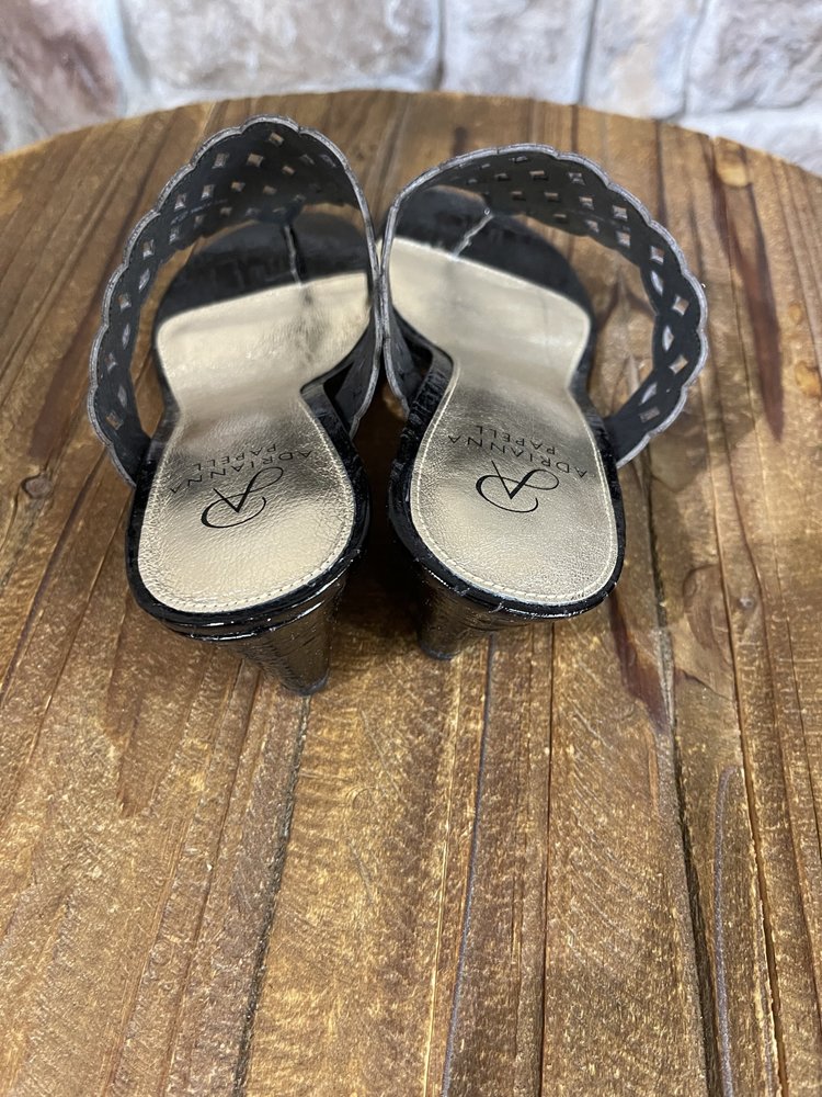 Adrianna Papell Black Slip On Wedge Sandal