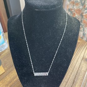 Cate d' Argent Sterling Silver Cylinder Necklace with Cubic Zirconia Jewels