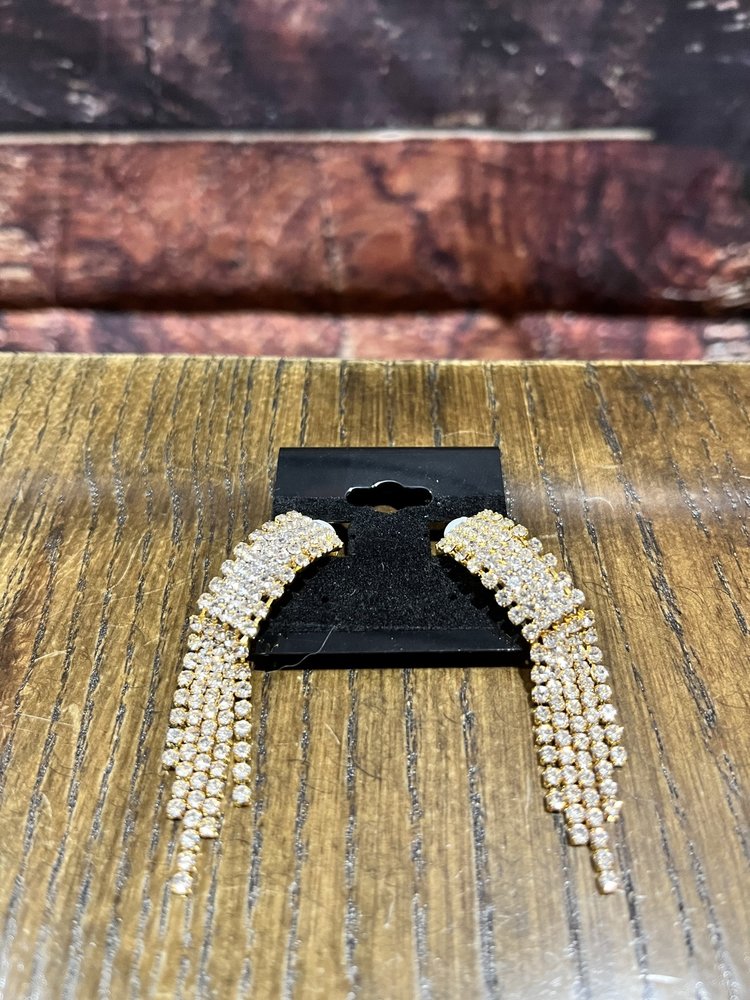 Gold Rhinestone Fringe Clip