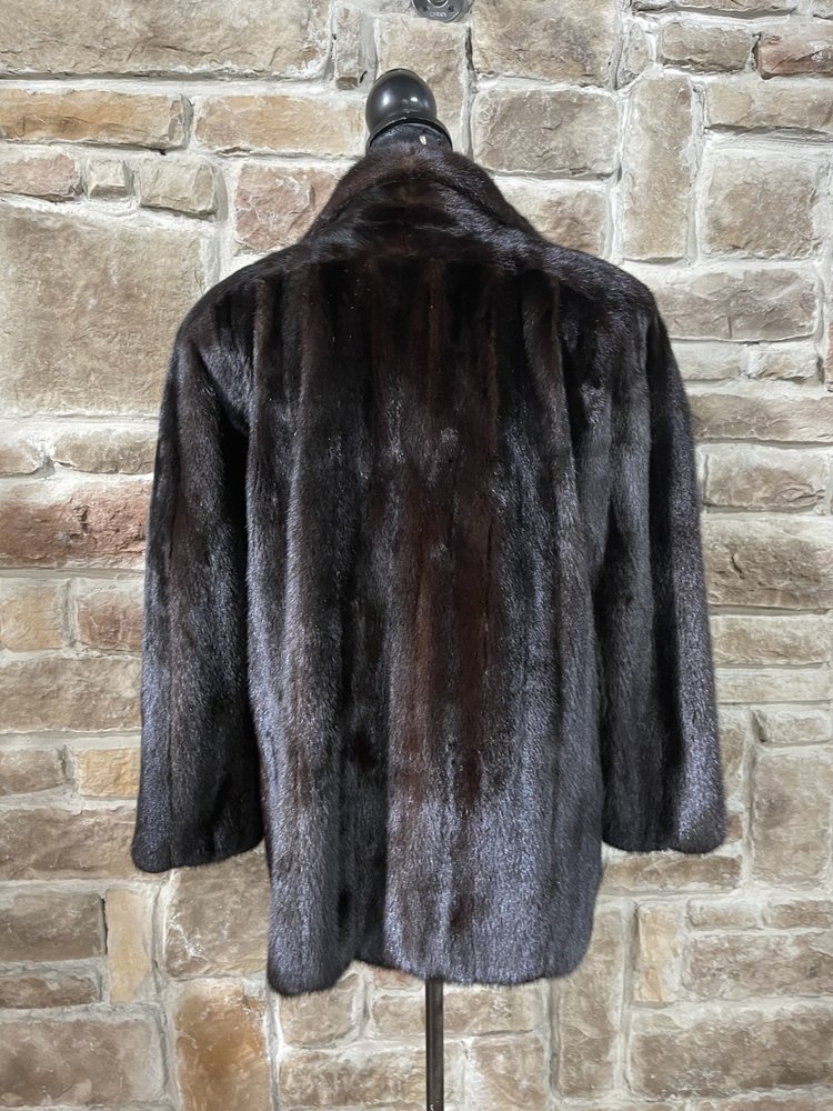 Andre Furs Dark Ranch Straight Style Mink Coat, Size L