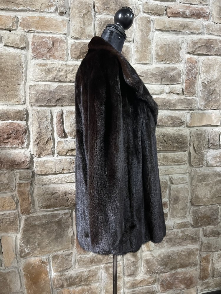 Andre Furs Dark Ranch Straight Style Mink Coat, Size L
