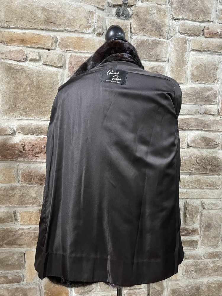 Andre Furs Dark Ranch Straight Style Mink Coat, Size L